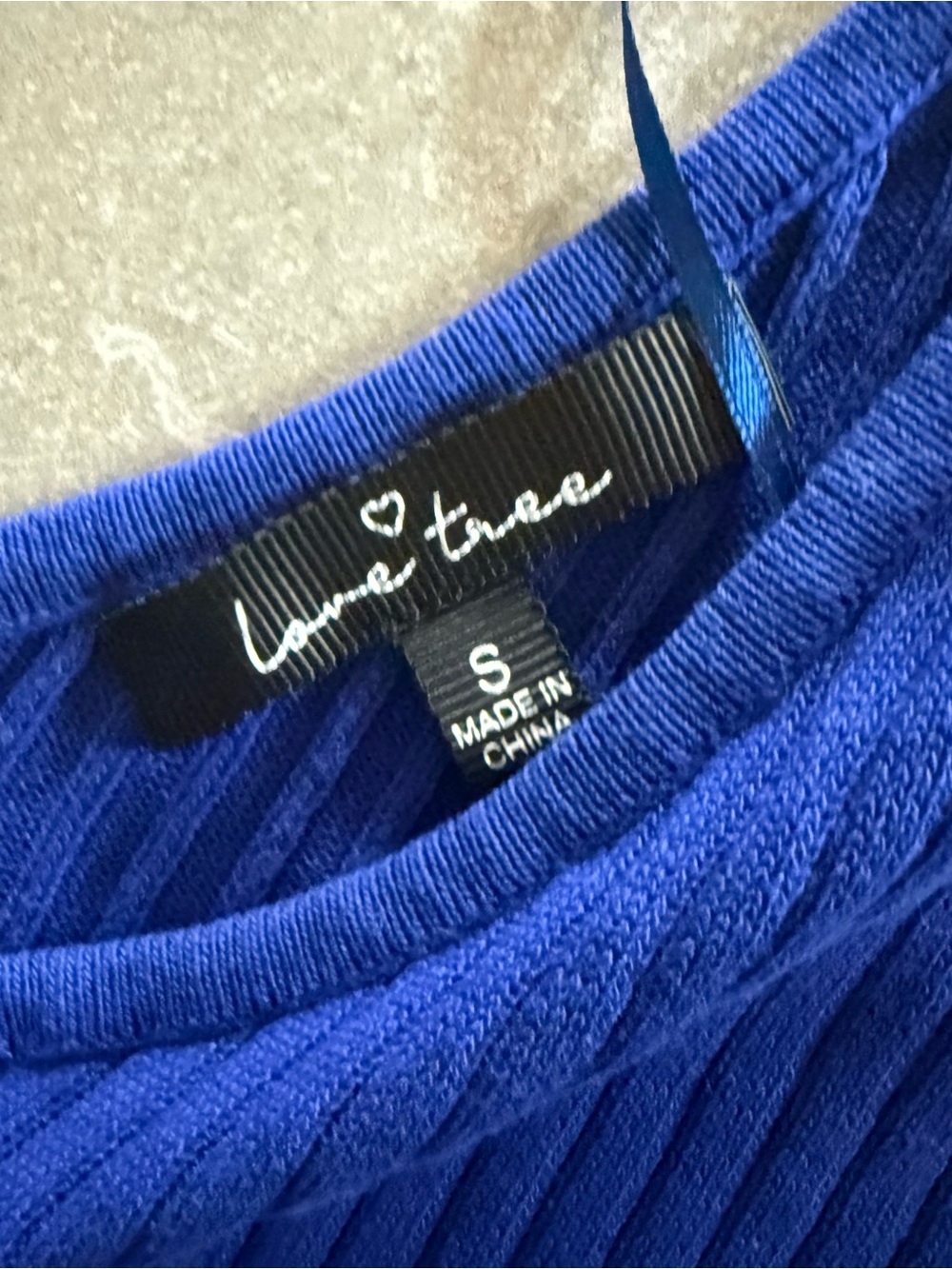 Love Tree Royal Blue Ribbed Long Sleeve Bodysuit - Picture 2 of 2